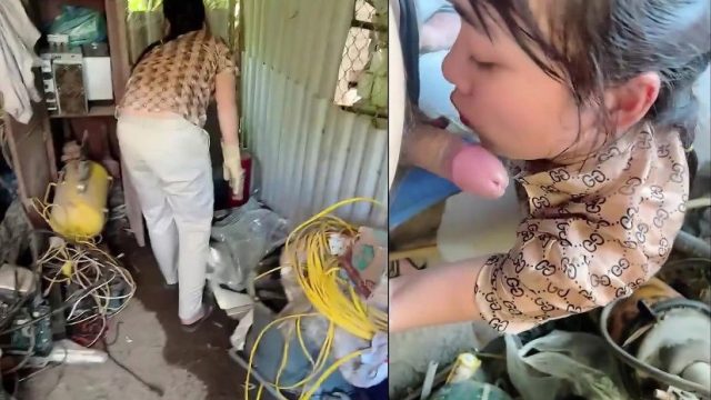 Thuê chị lao công dọn nhà kho mà nứng quá cởi quần đòi chị bú cu luôn trong kho - heovl.fr